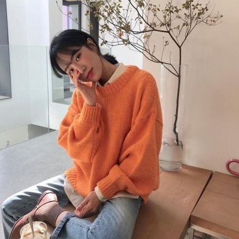 Korean Fashion Ideas, Korean Fits, Korean Fashion Outfits, Outfit Korean, Orange Outfit, Orange Aesthetic, Korean Fashion Women, Korean Aesthetic, Korean Fashion Trends