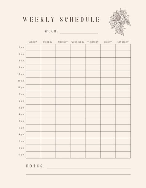 Minimalist Digital Planner, Homework Planner, Weekly Schedule Planner, Weekly Hourly Planner, Weekly Planner Free, Week Schedule, Weekly Planner Template, Small Business Planner, Hourly Planner