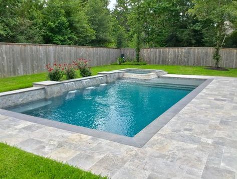 Small Rectangle Pools For Small Yards, Rectangle Pools Backyard, Rectangle Pool Backyard, Square Pool Ideas Backyards, Pool In Small Backyard, Small Yard Pools Backyard Designs, Pool For Small Backyard, Simple Backyard Pool Designs, Rectangle Swimming Pools