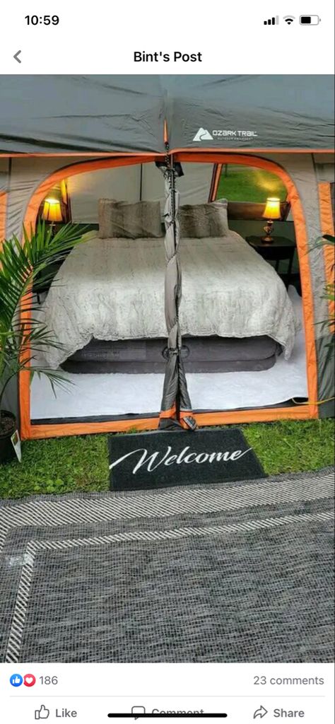 Decorated Tents Camping, Tent Decorating Ideas Camping, Camping Set Up Ideas, Cozy Camping Tent, Camp Site Set Up, Camping Setup Ideas, Picnic Lights, Tents Camping Glamping, Family Glamping