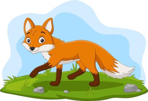 Dibujos animados feliz zorro caminando e... | Premium Vector #Freepik #vector #dibujos-animados #animal #hierba #zorro 9 Tailed Fox Art, White Fox Art, Foxes Drawing, Cartoon Fox Drawing, Arctic Fox Art, Fox Walking, 9 Tailed Fox, Red Fox Art, Walking Cartoon