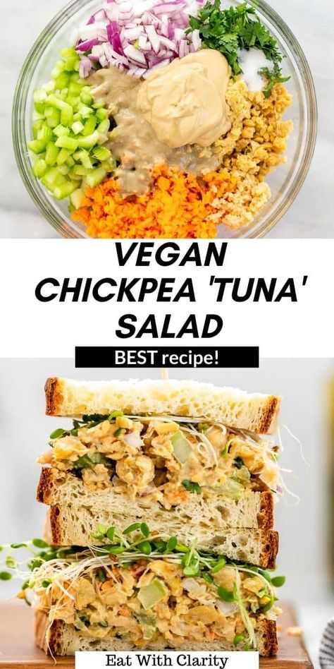 Chickpea Tuna Salad Sandwich, Vegan Chickpea Tuna, Tuna Salad Sandwiches, Vegan Tuna Salad, Nora Cooks, Vegan Tuna, Chickpea Tuna Salad, Chickpea Tuna, Salad Kale