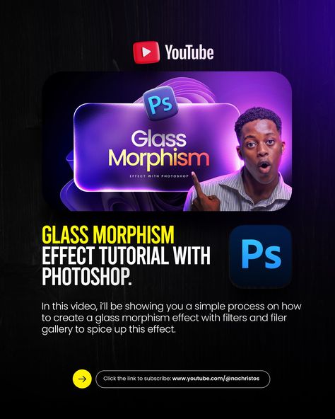 New Video out on my Youtube channel. HOW TO CREATE GLASS MORPHISM EFFECT IN PHOTOSHOP Click the link in my bio to watch Glass Effect Photoshop, Glass Morphism, Focus Design, Ads Creative Advertising Ideas, Photoshop Tutorial Photo Editing, Social Media Advertising Design, Photoshop Tutorial Design, Ads Creative, Creative Advertising