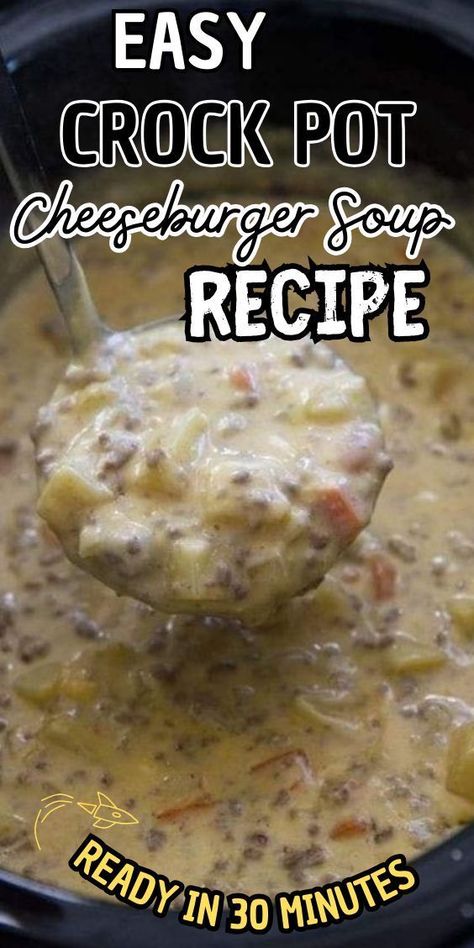 I swear this recipe was sent straight from heaven! These are THAT good! Not going back for seconds is pretty much impossible..."
CROCKPOT CHEESEBURGER SOUP
😋 😋
*INGREDIENTS
4 small russet potatoes peeled and diced
1 small white or yellow onion chopped
1 cup shredded carrots
1/2 cup diced celery Stovetop Cheeseburger, Shredded Carrot Recipe, Crockpot Cheeseburger Soup, Crockpot Cheeseburger, Small Crockpot Recipes, Burger Soup, Cheeseburger Soup Crockpot, Crockpot Slow Cooker, Fall Favorites Recipes