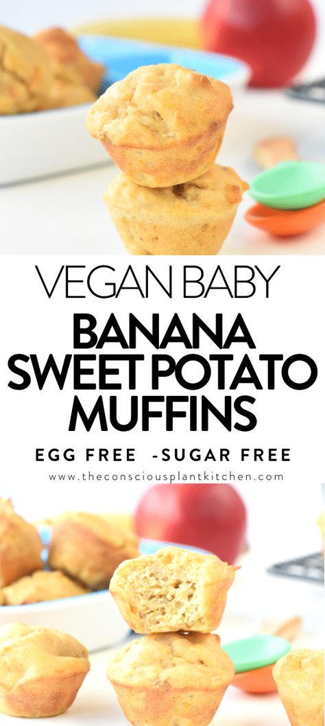 Vegan Baby Led Weaning, Baby Led Weaning Muffins, 6 Months Baby Food, Dairy Free Baby, 6 Month Baby Food, Egg Free Breakfast, Baby Led Weaning First Foods, Baby Muffins, Baby Breakfast