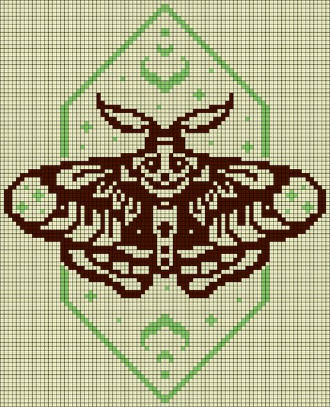 Alpha pattern #89407 variation #249965 | BraceletBook Moth Alpha Pattern, Skull Alpha Pattern, Star Banner, Fun Challenges, Alpha Patterns, Friendship Bracelet Patterns, Bracelet Patterns, Pixel Art, Crochet Projects