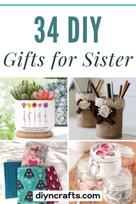 Sister Diy Gifts Birthday, Sister's Birthday Gift Ideas, Crafts For Sisters To Do Together, Diy Gifts For Sister In Law Homemade, Gifts To Make For Your Sister, Small Gifts For Sister In Law, Diy Crafts For Sisters, Diy Sister Gifts Christmas, Personalized Sister Gifts