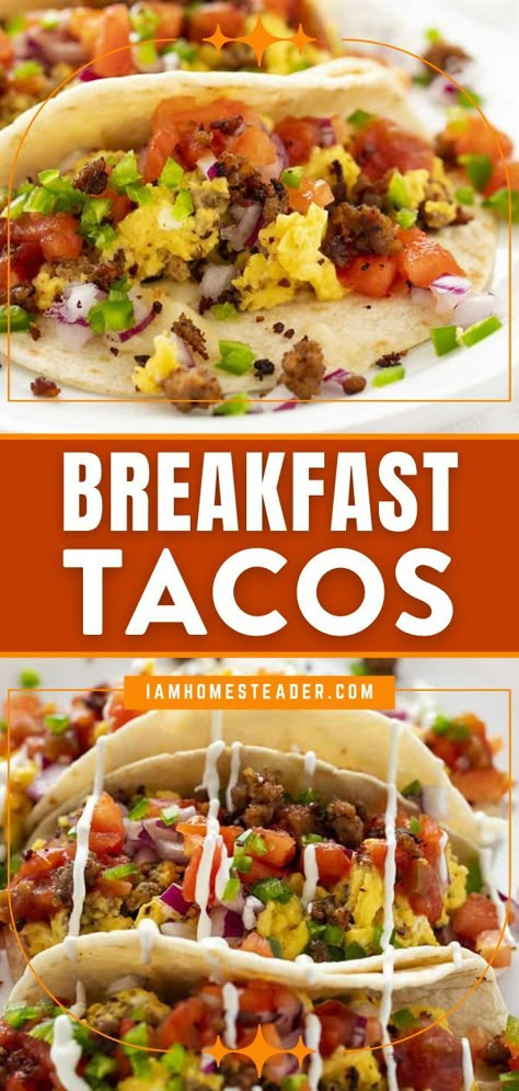 Best Breakfast Tacos Recipes, Taco Meat Breakfast Recipes, Breakfast Tacos With Corn Tortillas, Healthy Breakfast Tacos Meal Prep, Baked Breakfast Tacos, Breakfast Taco Sauce, Mexican Breakfast Tacos Recipes, Walking Breakfast Tacos, Breakfast Tacos Sausage