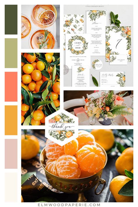 Orange and Citrus Weddings 2020 - Here is a beautiful color combination for your citrus wedding. 
The invitations featured here are easy to edit! Hops Wedding, Orange Blossom Wedding, Tangerine Wedding, Orange Wedding Themes, Olive Green Weddings, Blossom Wedding, Fruit Wedding, Citrus Wedding, Wedding Color Combos