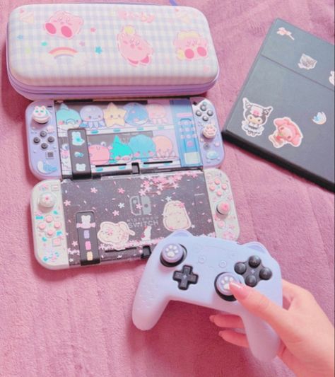 #gaming #switch #nintendo #joycons #pastel #tumblr #aesthetic #nintendoswitch #cute #sweet #procontroller #kawaii #cutecore Nintendo Switch Customization, Pastel Tumblr Aesthetic, Nintendo Joycons, Pastel Nintendo Switch, Kawaii Nintendo Switch, Soft Vibe, Kawaii Cutecore, Switch Nintendo, Nintendo Switch Accessories