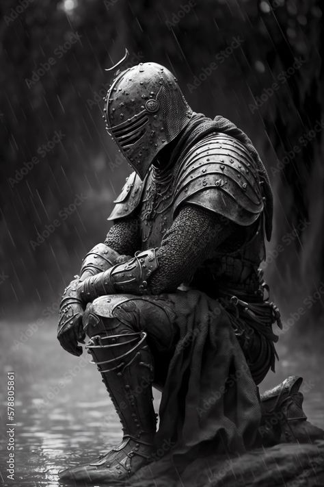 Knight Kneeling Art, Knights Kneeling, Knight Kneeling Before Queen, Kneeling Aesthetic, Kneeling Knight Tattoo, Knights Tattoo, Warrior Kneeling, Knight Poses, Kneeling Warrior