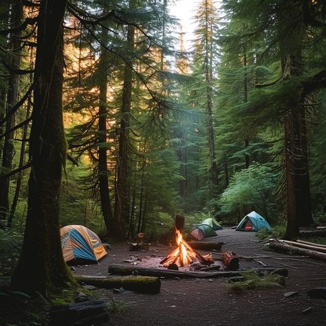 Camping in Woods: Cozy campsite set in a serene forest, with tents pitched and a warm fire crackling. #camping #forest #campfire #tents #woods #nature #outdoor #adventure #aiart #aiphoto #stockcake https://ayr.app/l/4hYT Backcountry Camping Aesthetic, Camping Woods Aesthetic, Camping In Woods, Camping Vision Board, Camping Asthetics Photos, Camping Fire Aesthetic, Cozy Camping Aesthetic, Camping Astethic Pictures, Campsite Aesthetic