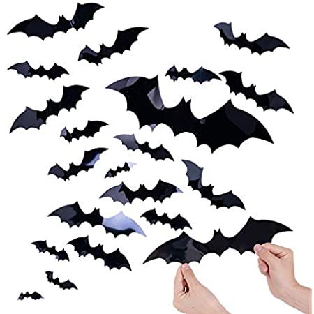 Whaline 72 Pack Halloween 3D Bats Stickers, Black Plastic Scary Bats Wall Bat Decals for DIY Home Window Decor Halloween Party Supplies: Amazon.co.uk: Kitchen & Home Creepy Home Decor, Scary Bat, Bat Decorations, Halloween Bat Decorations, Bat Wall, Diy Wall Decals, Stickers Halloween, Halloween 3d, Home Window