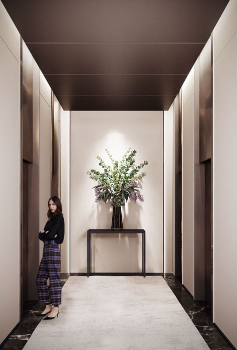 Lift Lobby Design Residential, Lobby Design Residential, Entrance Lobby Design, Lift Lobby Design, Elevator Lobby Design, Condo Lobby, Lift Lobby, Elevator Interior, Building Lobby