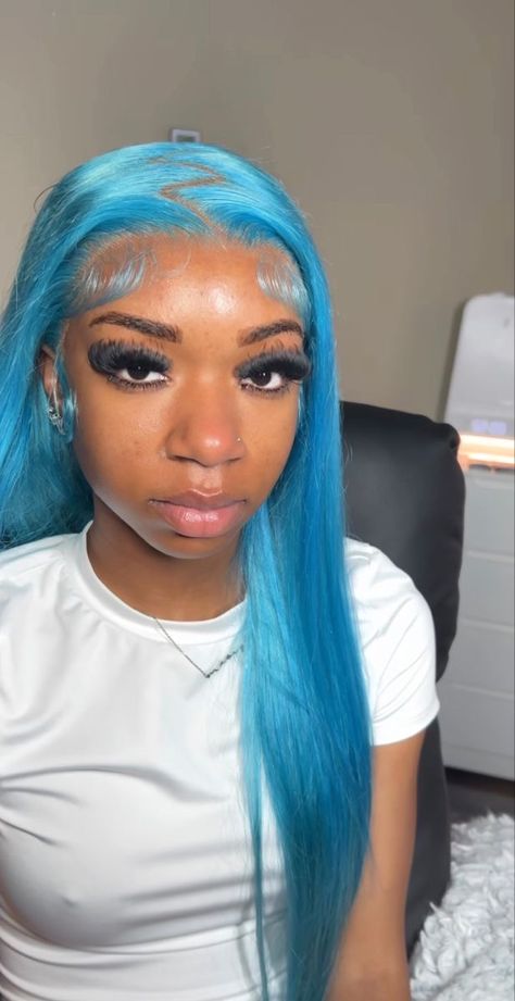 Light Blue Hair, Frontal Wig Hairstyles, Lace Fronts, Blue Wig, Hair Twist Styles, Frontal Hairstyles, Pretty Hair Color, Hot Hair Styles, Dope Hairstyles