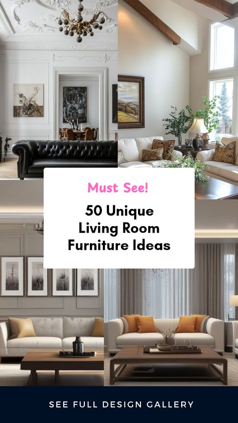 Discover 50 unique living room furniture ideas that will breathe new life into your space. From selecting the ideal furniture pieces to layout suggestions and color choices, these stellar designs will cater to every budget and style. Learn how to mix and match styles that reflect your personality while ensuring unity and harmony within your living area. Revamp your home with attractive throws, creative coffee tables, and beautiful accessories to make a space that is enjoyable for everyone. Elevate your decor game with these practical tips and trends! Mix And Match Living Room Furniture, Den Furniture Ideas, Living Room Furniture Designs, Living Room Furniture Ideas, Unique Living Room Furniture, Den Furniture, Room Furniture Ideas, Creative Coffee Table, Unique Living Room