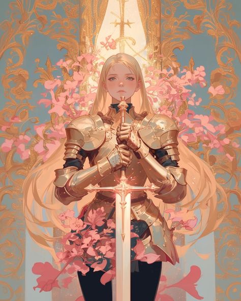 Female Paladin Dnd, Pink Armor, Paladin Dnd, Fantasy Ocs, Dnd Party, Comic Manga, Knight Art, Dungeons And Dragons Characters, Wow Art