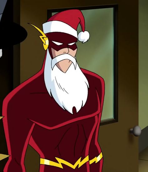 Christmas Comics Cartoon, Dc Flash Comic, Dc Christmas Icons, Justice League Unlimited Flash, Dc Christmas Pfp, Batman Christmas Pfp, Christmas Dc Comics, The Flash Christmas, The Flash Comic