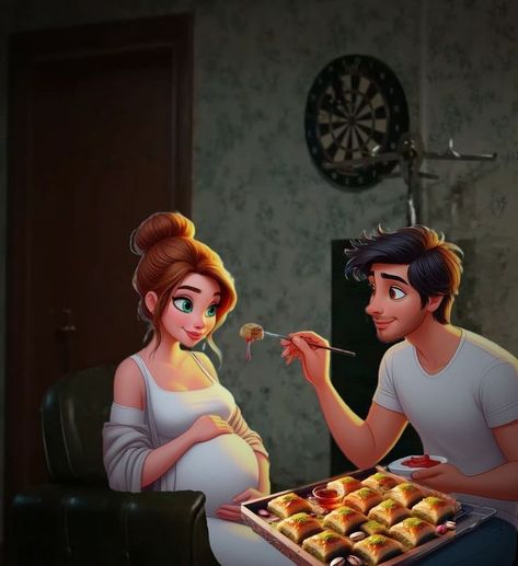 Disney Movie Art, Easy Love Drawings, Best Pose For Photoshoot, Pregnant Couple, Cute Couple Drawings, Best Poses For Pictures, Cute Couple Cartoon, Cute Couple Art, Pregnant Woman