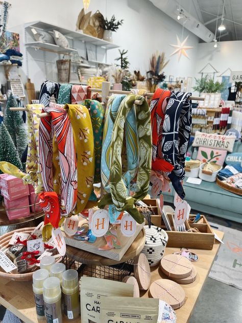 Here's an idea: style your bandanas before hanging them for display. Photo from @garnerblue in Jackson, TN. Bandana Display, Idea Style, Shop Display, Bandanas