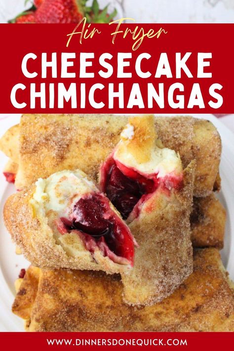 Raspberry Cheesecake Chimichangas, Cheesecake Chimichangas Air Fryer, Dessert Chimichanga, Strawberry Cheesecake Chimichangas Recipe, Cheesecake Chimichangas Recipe, Air Fryer Cheesecake, Cheesecake Chimichangas, Strawberry Cheesecake Chimichangas, Chimichanga Recipe