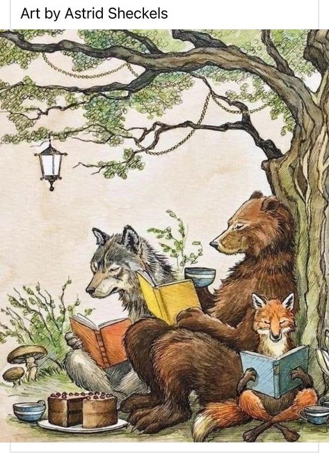 Cottagecore Scenery, Storybook Illustration Fairy Tales, Cottage Animals Illustration, Fairytale Forest Illustration, Cosy Animals Storybook Illustration, Storybook Animals, Books Pictures, Woodland Illustration, Fox Storybook Illustration