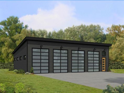 RV Garage with Flex Space, 062G-0406 Rv Garage Plans, Barn Plan, Rv Garage, Workshop Plans, Modern Garage, Modern Style House Plans, Garage Plan, Barn Plans, Overhead Door