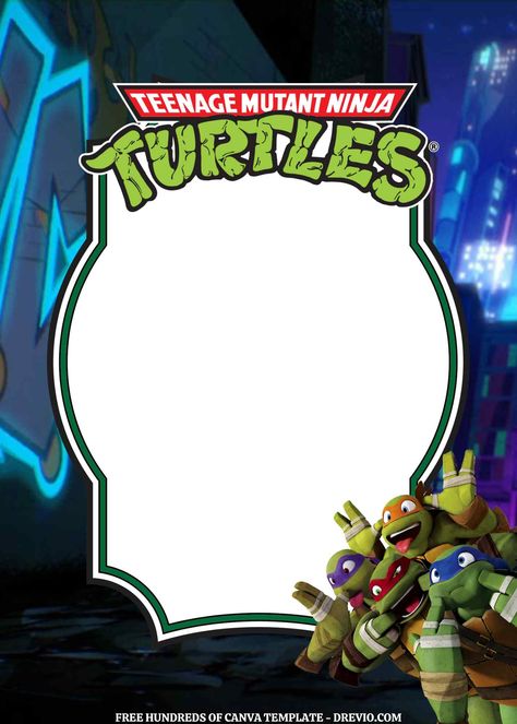 Turtle Invitations, Ninja Turtle Decorations, Ninja Turtle Invitations, Mutant Ninja Turtles Party, Birthday Party Invitations Free, Turtle Birthday Parties, Tmnt Birthday, Ninja Turtles Birthday Party, Ninja Turtle Party