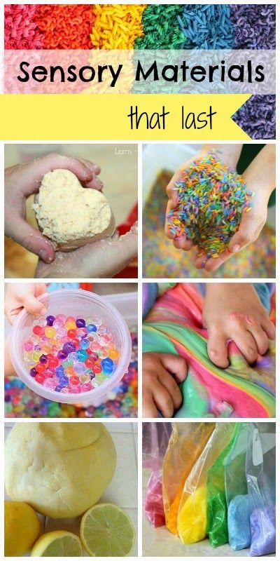 10 sensory materials that can be stored and used again and again - save money while still enjoying incredible sensory play! Sensory Materials, Kids Sensory Activities, Kids Sensory Play, Sensory Tubs, Things For Kids, Art Projects For Kids, Toddler Sensory, Sensory Boxes, Sensory Bottles