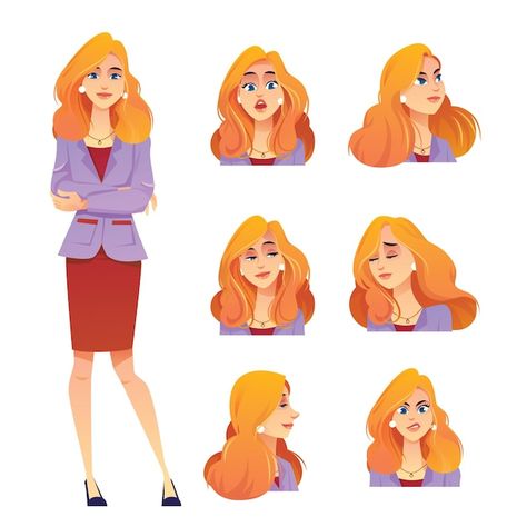 Free vector set of female characters in ... | Free Vector #Freepik #freevector #woman-character #woman-set #business-woman-character #lady-character Business Woman Character Art, Business Woman Character Design, Lady Character Design, Woman Cartoon, Woman Character, Photo Frame Design, Cartoon People, Female Cartoon, Woman Illustration