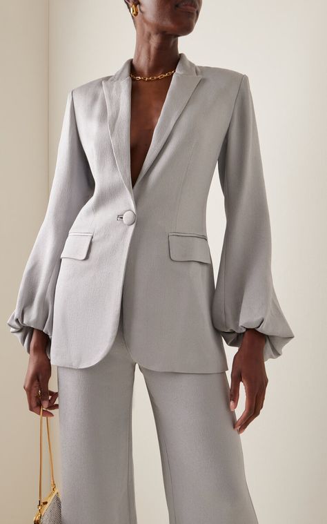 Crepe Blazer, The Grey, News Design, Moda Operandi, Designer Fashion, Puff Sleeve, Coco, Gray Color, Blazer