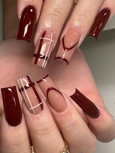 Groovy Nails, Thanksgiving Nails Design Fall, Maroon Nail Designs, Burgundy Acrylic Nails, Burgundy Nail Designs, Maroon Nails, 2024 Nails, Square Nail Designs, Cute Nails For Fall