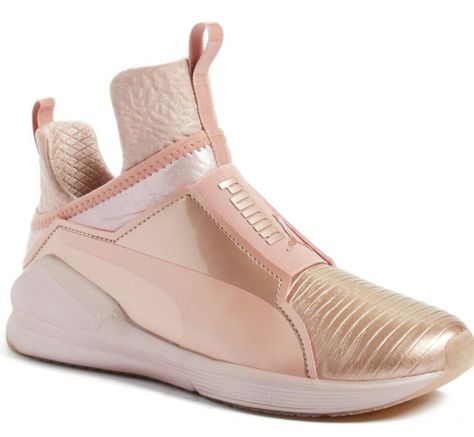 Puma High Tops, Rose Gold Shoes, Gold Trend, Rose Gold Sneakers, Metallic Sneakers, Gold Sneakers, Metallic Shoes, High Top Sneaker, Puma Sneakers