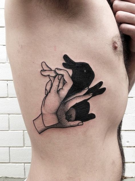 rabbit bunny tattoos kindness Hase Tattoos, Shadow Tattoo, Bunny Tattoos, Rabbit Tattoos, Sweet Tattoos, Shadow Puppets, Tattoo Life, White Tattoo, Hand Tattoo