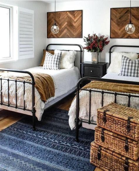 Twin Beds For Boys, Twin Beds Guest Room, Shared Boys Rooms, Grandkids Room, Guest Bedroom Ideas, Two Twin Beds, Twin Beds, Guest Room Decor, Twin Bedroom