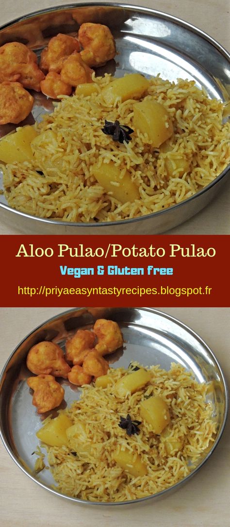 Vegan Aloo Pulao/Gluten Free Potato Pulao Aloo Rice Recipe, Aloo Pulao Recipe, Indian Sides, Ramadan Recipe, Variety Rice, Pakistani Dishes, Monday Images, Box Recipes, Gluten Free Potatoes