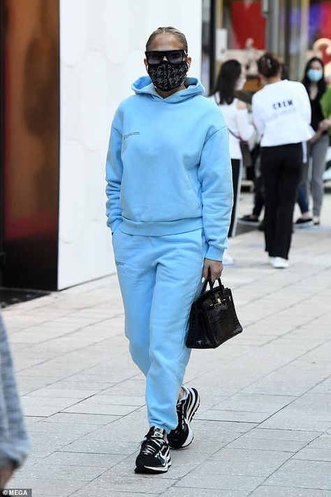 Jennifer Lopez wears a The Pangaia Hoodie and Pants, Hermès Birkin 35 bag, and Nike React Vision ESS Sneakers. Pangaia Hoodie, Nike X Sacai, Nike React Vision, Hermes Birkin 35, December 22, Nike React, Star Style, Celebrity Outfits, Celebrity Fashion