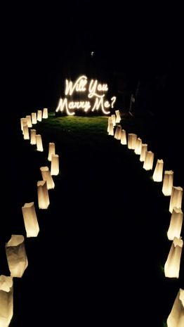 11 Creative Engagement Announcement Photo Ideas With Signage: This candlelit proposal is gorgeous. We love the winding path leading to the luminous "Will You Marry Me?" sign {Photo courtesy of @sarah} Candlelit Proposal, Creative Engagement Announcement, Cute Proposal Ideas, Engagement Announcement Photos, Creative Proposals, Proposal Pictures, Best Wedding Proposals, Romantic Proposal, Perfect Proposal