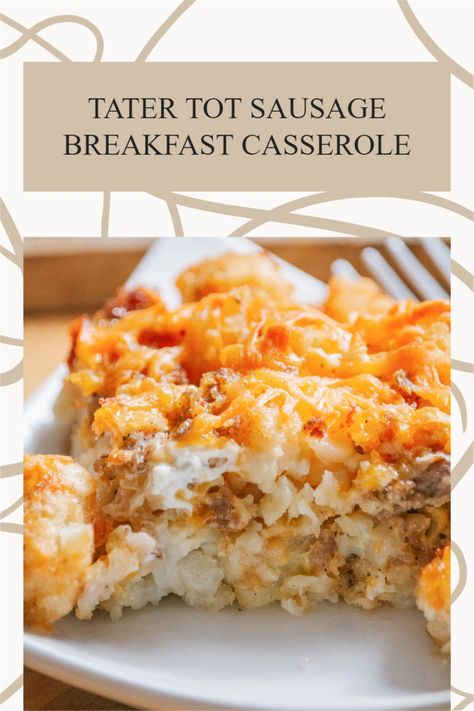 Tater Tot Sausage Breakfast Casserole recipe that’s simple to make and can be prepared in advance for an easy, delicious breakfast, brunch, or dinner! Tots Breakfast Casserole, Breakfast Muffins Sausage, Tater Tot Sausage Breakfast Casserole, Sausage Breakfast Casserole, Pork Sausage Recipes, Tater Tot Recipes, Sausage Crockpot, Tater Tot Breakfast Casserole, Muffins Breakfast