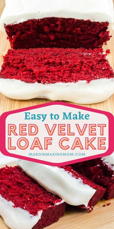 Who knew a doctored-up cake mix could be so delicious? This easy red velvet loaf cake is better than Starbucks, yet is SO simple to make! Plus, the cream cheese frosting makes it extra decadent. Red Velvet Loaf Cake, Red Velvet Cake Mix Recipes, Red Velvet Loaf, Red Velvet Cake Recipe Easy, Loaf Breads, Bakery Style Cake, Easy Red Velvet, Recipes Using Cake Mix, Red Velvet Recipes