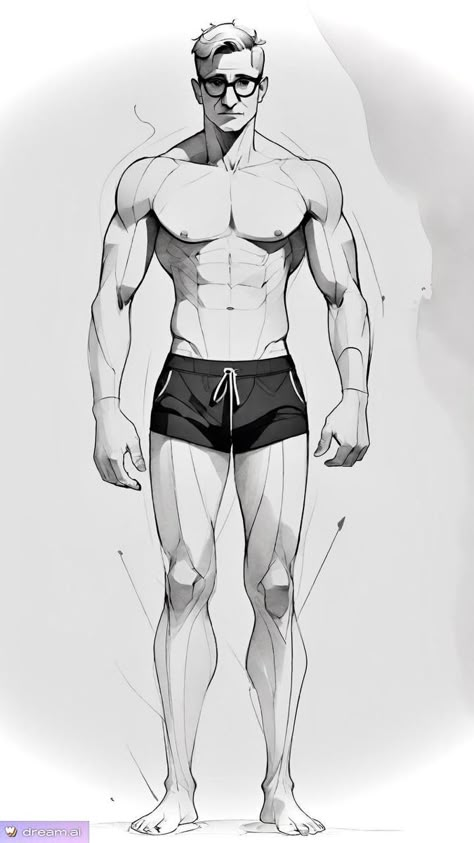 Anime Man Anatomy, Anime Men Body Reference, Male Physique Reference Drawing, Anatomy Men Drawing, Male Full Body Drawing Tutorial, Muscular Body Men Drawing, Male Physic Drawing, Lean Male Body Reference, Male Full Body Reference Drawing