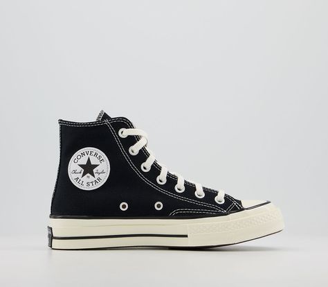 Converse All Star Hi 70's Trainers Black - His trainers Black Converse 70s, Converse Chuck Taylor 70s Black, Chuck Taylors 70s, Chuck Taylors Black, Converse All Star Outfit, 70s Trainers, Black Chuck 70, Trainer Collection, Chuck Taylor 70s