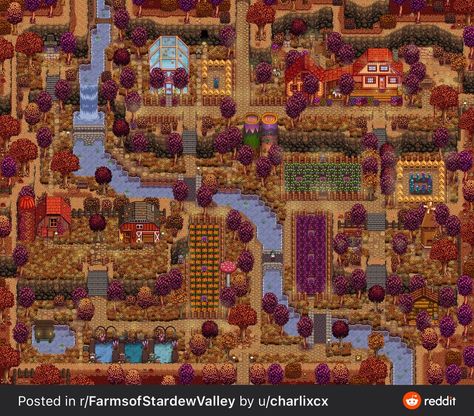 Stardew Valley Hill Top Farm Layout, Sdv Hilltop Farm, Hilltop Farm Stardew Valley, Stardew Valley Hilltop, Stardew Inspiration, Stardew Farm Layout, Stardew Aesthetic, Stardew Valley Farm Layout, Stardew Farm