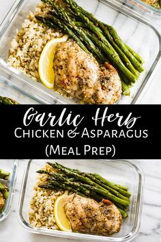 Asparagus Meal Prep, Chicken And Asparagus, Garlic Herb Chicken, Clean Meal Prep, Healthy Lunch Meal Prep, Chicken Asparagus, Dinner Meal Prep, Herb Chicken, Work Meals