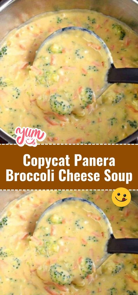 Warm up with a bowl of Copycat Panera Broccoli Cheese Soup. It's a comforting, creamy soup that's perfect for chilly days. #SoupLovers #ComfortFood #BroccoliCheeseSoup Broccoli Soup Crockpot, Broccoli Cheese Soup Panera, Panera Broccoli Cheese Soup, Easy Broccoli Cheddar Soup, Cheesy Broccoli Soup, Copycat Panera, Broccoli Cheese Soup Recipes, Cheese Soup Recipes, Dinner Yummy