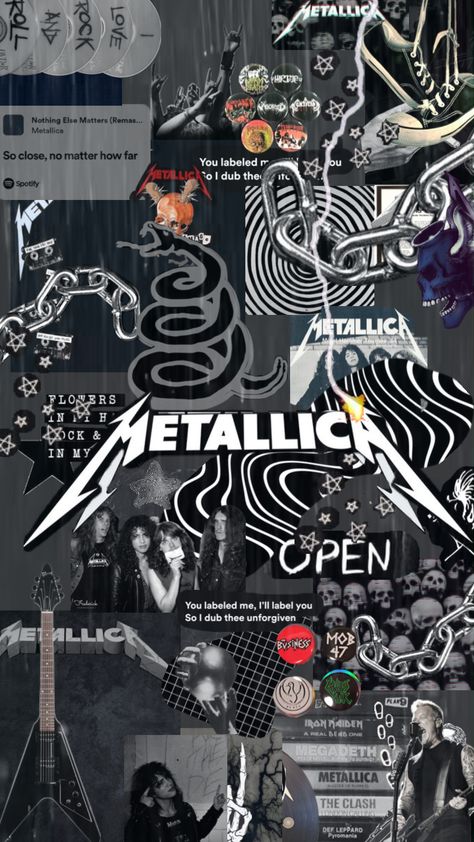 Metallica Collage Wallpaper, Aesthetic Band Wallpaper, Metallica Wallpapers Aesthetic, Metallica Aesthetic, Metallica Wallpapers, Rock Collage, Metallica Funny, Metallica Art, Rock N Roll Art