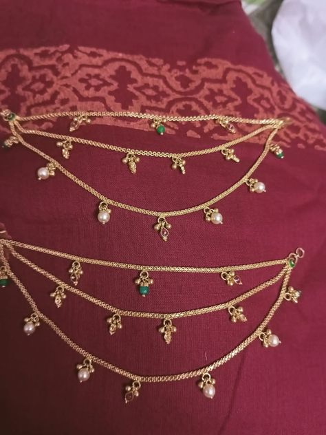 Champa Swaralu Designs Gold, Champaswaralu Designs Gold With Grams, Chempa Swaralu Designs Latest, Maatilu Designs Gold, Champaswaralu Designs Gold, Big Earrings Gold, Pretty Gold Necklaces, Latest Earrings Design, Fashion Jewelry Necklaces Gold