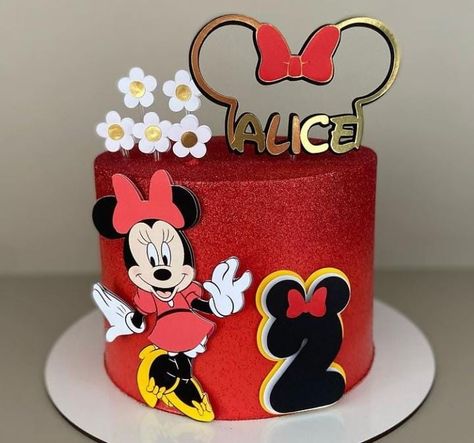 Minnie Mouse Birthday Theme, Mickey Mouse Themed Birthday Party, Minnie Mouse Birthday Cakes, Birthday Pinata, Alice In Wonderland Tea Party Birthday, Bolo Minnie, 2 Birthday Cake, Red Cake