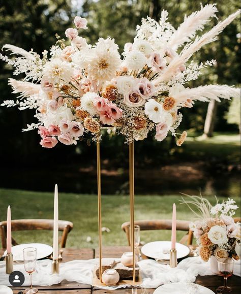 Boho Centerpieces, Wedding Color Schemes Spring, Jade Wedding, Elegant Wedding Themes, 25th Anniversary Party, Flower Backdrop Wedding, Phuket Wedding, Wedding Design Decoration, Tall Centerpieces