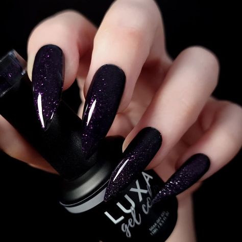 Black And Purple Nails, Ghouls Night, Dark Purple Nails, Ghouls Just Wanna Have Fun, Witch Nails, Purple Nail Designs, Gothic Nails, Goth Nails, Light Up The Night